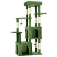 thumbnail image 3 of Heavy Duty 61" Multi-Level Cat Tree Tower for Large Indoor Cats & Maine Coons, 2 Spacious Condos, Durable Natural Sisal Scratching Posts, Stable Playground with Interactive Toys - Green, 3 of 9