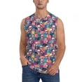 thumbnail image 2 of Lsque Skull flower leaf Plaid Print Men's Cotton Blend Sleeveless Muscle Shirts (S-3XL)- Moisture Wicking, Odor Protection, UPF 30+,Medium, 2 of 8