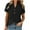 Black, variant on HomeDM Women's Button Down V Neck Short Sleeve Shirts Solid Color Work Office Casual Tops - Khaki/L