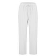 thumbnail image 4 of Pants for Women Wide Leg Pants Woman Women's Solid Color Loose Comfort And Linen Drawstring Elastic Waist Pocket Straight Leg Trousers Casual Pants, 4 of 6