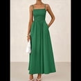 thumbnail image 4 of Vestidos Largos de Verano para Mujer, Vestido Informal con Tirantes Finos, Fruncido, Corte A, y Fluido. Verde Oscuro XL, 4 of 7