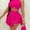 Rose Red, variant on MORTTIC Women's 2-Piece Summer Outfit Set – Elegant Sleeveless Button Top & Embellished Shorts Skirt, Crew Neck Solid Color, All-Season Knit Fabric