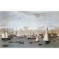 thumbnail image 2 of Currier and Ives 32x22 Black Ornate Wood Framed with Double Matting Museum Art Print Titled - Yacht Squadron - Newport, 2 of 4