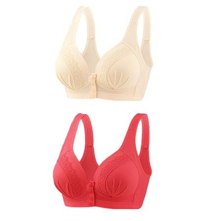 Itsame 2PC Bras for Women s Full Support Everyday Casual Bra Set Standard Straps Wireless Comfort Bralette Red Size M