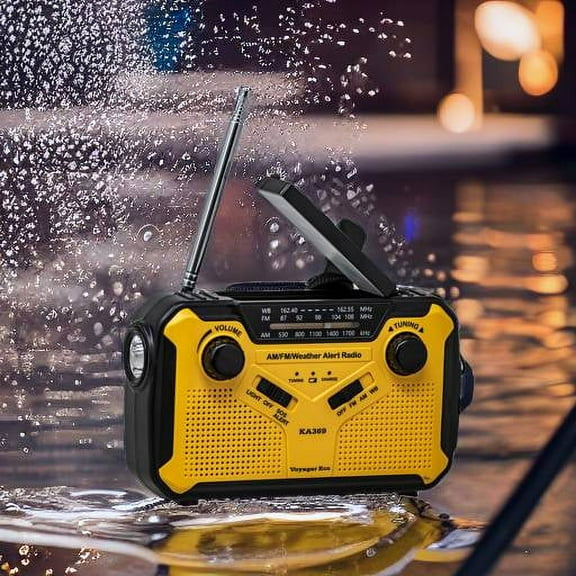 Kaito KA369 Solar SOS Siren Portable Emergency Radio, Yellow