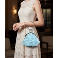 thumbnail image 2 of Evening Bag - Chiffon Rosettes w/ Rhinestone Ring Wristlet - Blue - BG-100187BL, 2 of 2