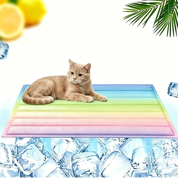 Alfombrilla refrescante de verano para gatos y perros, cojín para dormir de PVC suave y transpirable, plegable, ligero, 40x30 cm, multicolor