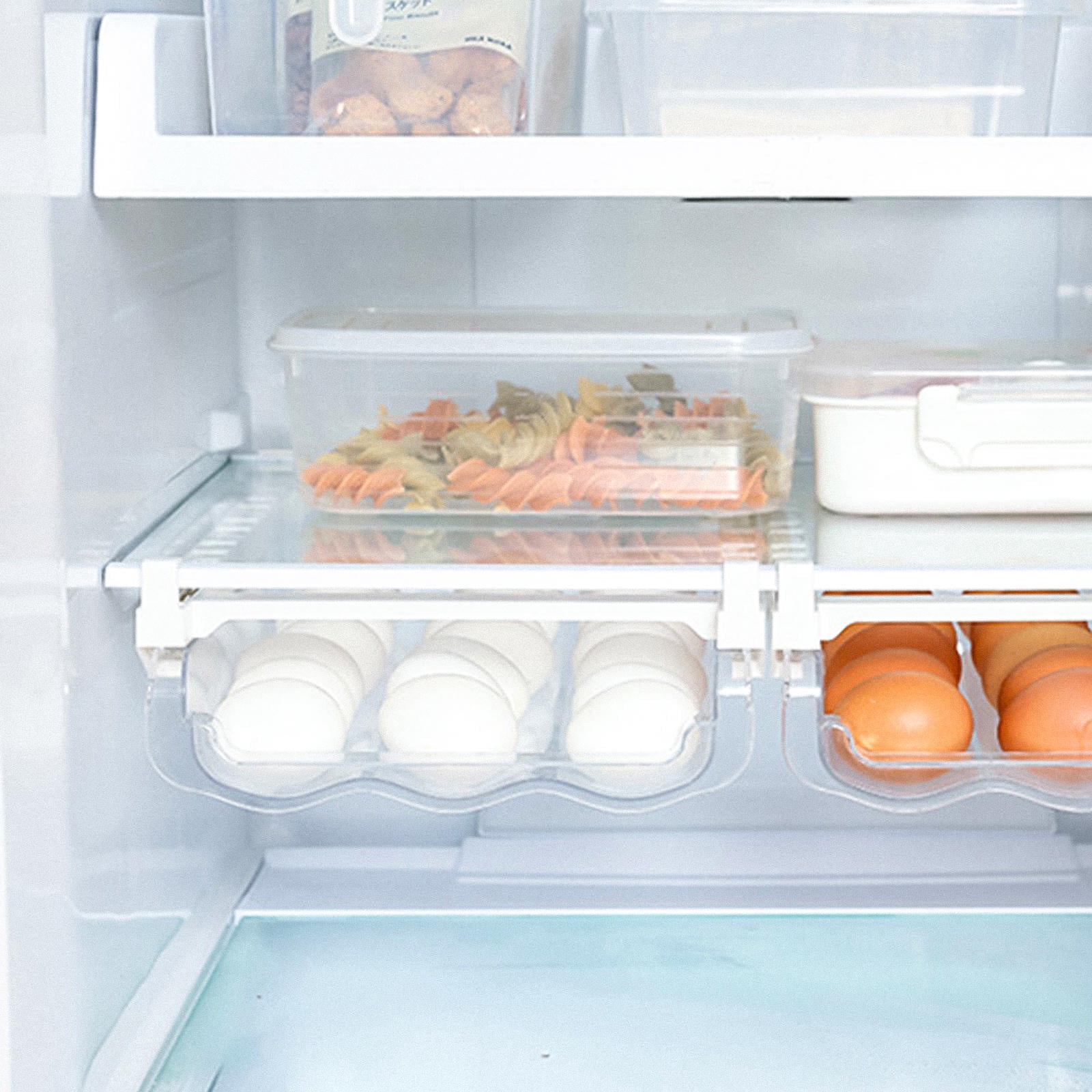 WHAMVOX White ABS Egg Holder for Fridge with Groove Keep Eggs Organized and Secure