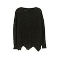 thumbnail image 3 of Fashionable Women Solid Cutout Knit Sweater - Irregular Hem Long Sleeve Pullover, 3 of 12