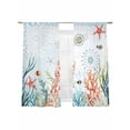 thumbnail image 6 of Coastal Blue Sheer Curtains for Living Room Bedroom Ocean Coral Starfish Shell Nautical Seagrass Sheer Curtains 63 Inch Long 2 Panels Set Light Filtering Curtain Window Treatments Drapes, 6 of 6