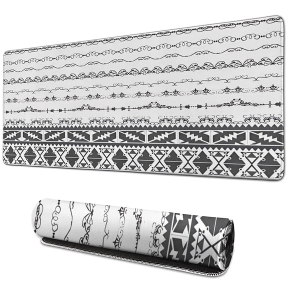 Long Mouse Pads for Desk,Black Geometric Diamond Striped Pattern Desk Mats on Top Of Desks, Desk Mouse Pad Extra Large with 3mm Non-Slip Base and Stitched Edge for Gaming,Office,Work,Home 31.5"x11.8"