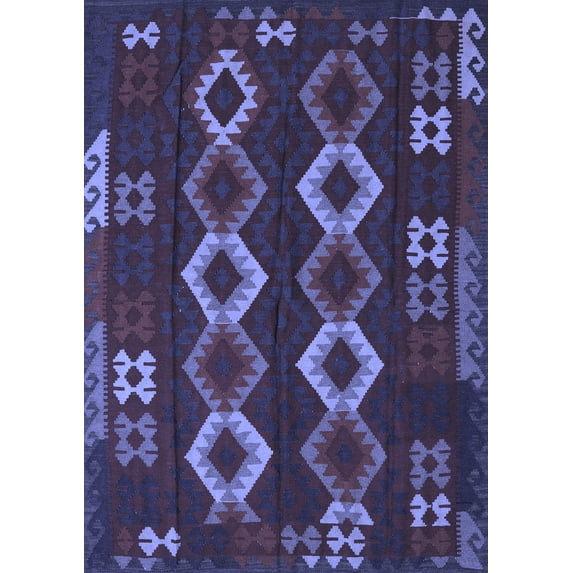 Ahgly Company Machine Washable Indoor Rectangle Southwestern Blue Country Area Rugs, 4' x 6'