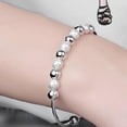 thumbnail image 5 of Womens 925 Sterling Silver Bead Ball Love Cuff Bangle Fashion Bracelet Y7U2, 5 of 9