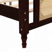 King Pine Bed with Rattan Headboard & Footboard - Espresso