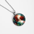 thumbnail image 4 of Mermaid Circular Glass Pendant Necklace - Women's Statement Necklaces, 4 of 5
