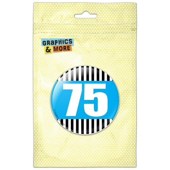 Birthday Stripes Blue 75 Pinback Button Pin Badge