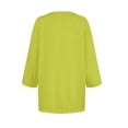 thumbnail image 4 of DENGDENG 3/4 Length Sleeve Womens Tops Loose Fit Summer Button Down Basic Tees Elbow Sleeve Casual Crew Neck Shirts Boho Three Quarter Length Blouses Clearance Petite Pullover Fluorescent Green XXL, 4 of 6
