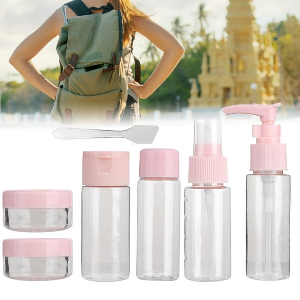 Kit de botellas de maquillaje, 7 piezas/juego, juego de botellas de maquillaje vacías reutilizables portátiles, juego de botellas vacías de viaje, características mejoradas