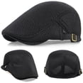thumbnail image 3 of Minzimin 2 Pack Men's Mesh Cap Breathable Summer Newsboy Hat Adjustable Beret Ivy Cap Irish Cabbie Driving Hats, 3 of 7