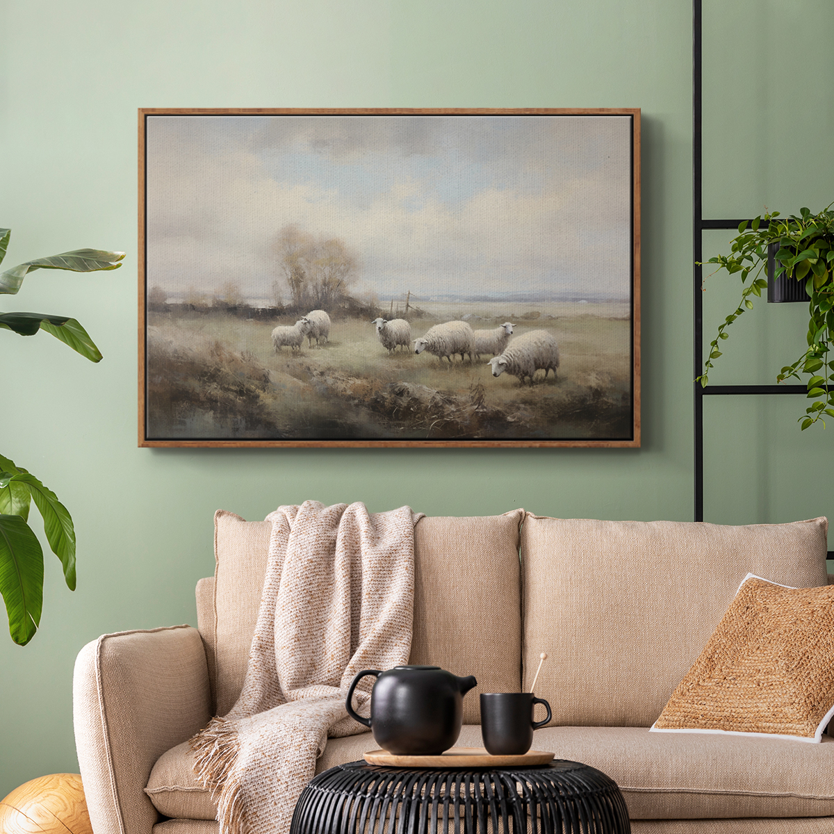 Vintage Landscape-CCLX By Wexford Home Framed in Walnut Wood Gallery Wrapped Canvas 17 in. x 25 in.