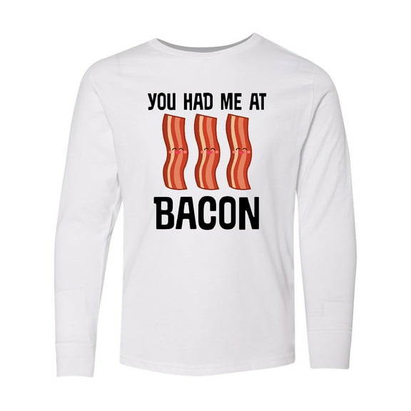Inktastic You Had Me At Bacon Funny Bacon Lover Gift Long Sleeve Youth T-Shirt