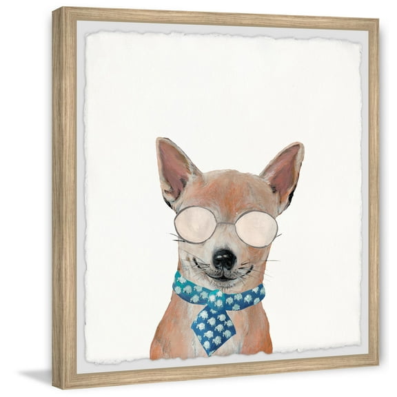 Marmont Hill "Blue Tie Dog" Framed Painting Print