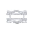 thumbnail image 1 of 1.00 CT Round Cut White Cubic Zirconia Criss Cros Guard Enhancer Ring In 14K White Gold Plated 925 Sterling Silver (Color: White, Clarity: VVS1-VVS2, 1.00 Cttw) -6, 1 of 8