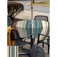 thumbnail image 6 of Square Outdoor Tablecloth with Umbrella Hole Teal Boho Stripes Outside Table Cloth Waterproof Patio Table Cover Modern Bohemia Brown Beige Texture Zipper Tablecloths for Picnic Camping 54x54 Inch, 6 of 8