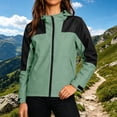 thumbnail image 3 of Women's Athletic Jackets Contrast Color Hooded Zip Up Jacket Long Sleeve Waterproof Windbreaker with Pockets Casual Fall Outdoor Sportswear, 3 of 10