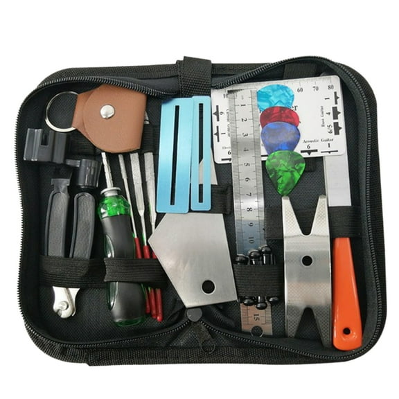24-Piece Guitar Maintenance Kit with String Cutter, Action Ruler Gauge, Fret Guard, and Files for Setup and Repair