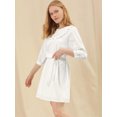 thumbnail image 2 of Allegra K Vestido Campesino Recto Con Cinturón Manga Abullonada Con Volante Media Tapeta Para Mujer Blanco M Unique Bargains ajustado, 2 of 6
