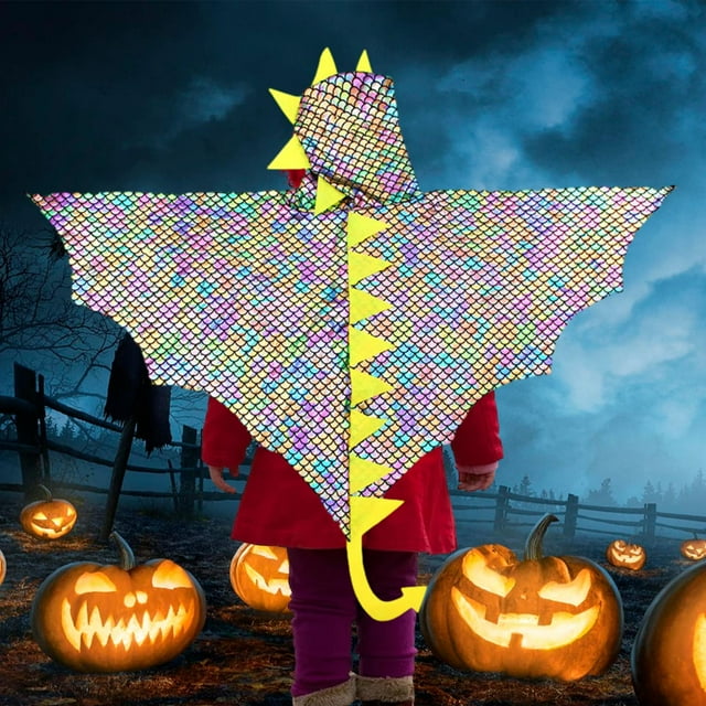 Capa de Dinosaurio para Niños, Disfraz de Halloween, Accesorios Fotográficos, Capa con Capucha de Dragón, Traje de Cosplay Medieval de Mardi Gras para Vistoso
