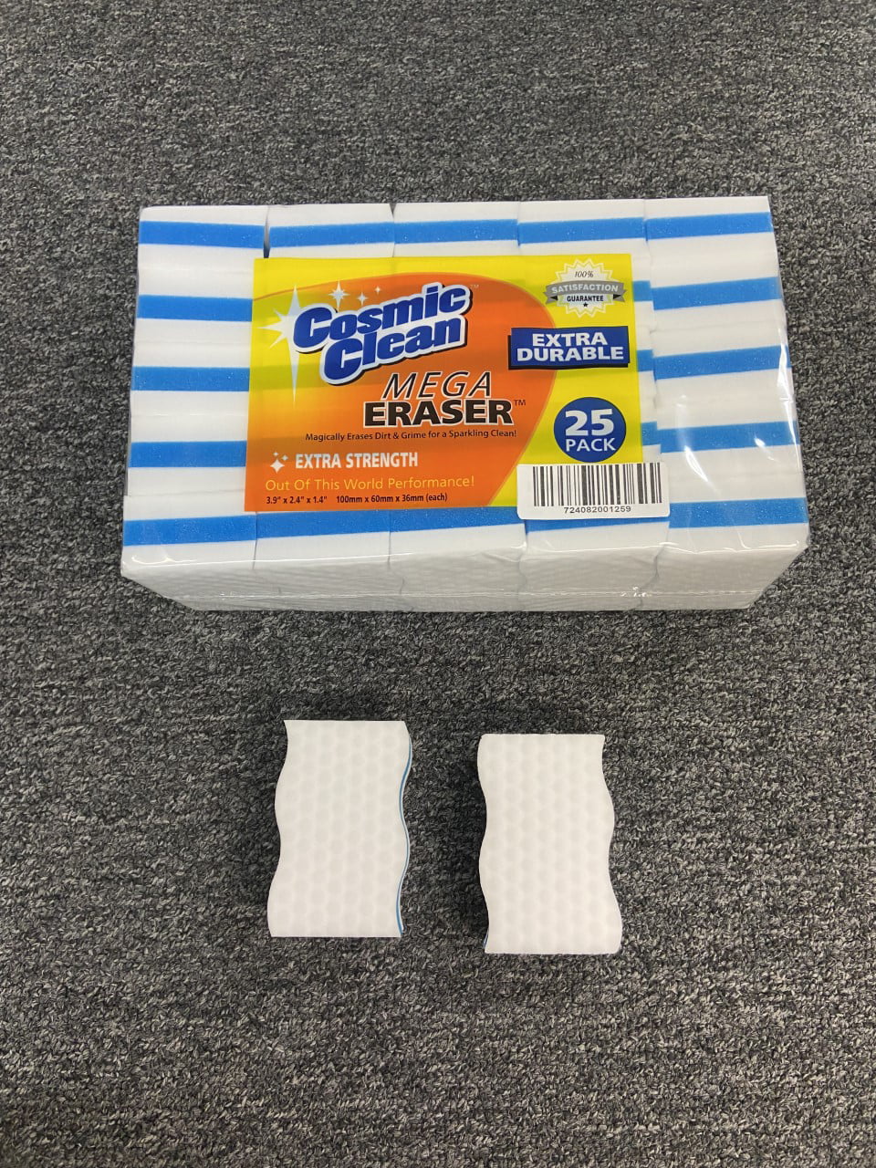 Cosmic Clean Mega Eraser Extra Durable Compressed 25 Pack Melamine Sponge 