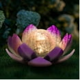thumbnail image 2 of Huaxu Luces solares para decoración al aire libre, luz de loto púrpura, luz de flor de vidrio LED impermeable para jardín, patio, porche, 2 of 5
