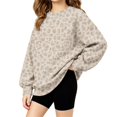 thumbnail image 5 of Leopard Print Sweatshirts for Girls Long Sleeve Crew Neck Pullover Fashion Top Trendy Fall Winter Casual Loose Fit Blouse, 5 of 6