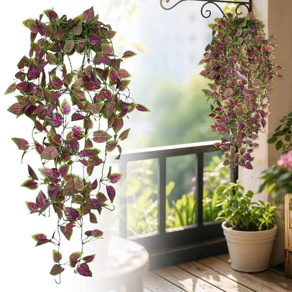 Artificial Hanging Potted Plants, Small Fake Potted Plant Faux Ivy Vine Plant for Shelf Home Office Indoor Outdoor Garden Greenery Decor Brown 105*10Cm