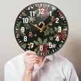 thumbnail image 6 of Yayeee Wall Clock Battery Operated 9.5" Silent Quartz Non-Ticking for Living Room Decor, Green Christmas Holly, 6 of 8