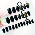 thumbnail image 3 of Presione en las uñas de longitud media, uñas postizas de ataúd, negro brillante Presione en las uñas postizas Acrílico Pegamento corto en las uñas para mujeres Uñas postizas artificiales con diseño Di Namotu CZMR-ZC193, 3 of 6