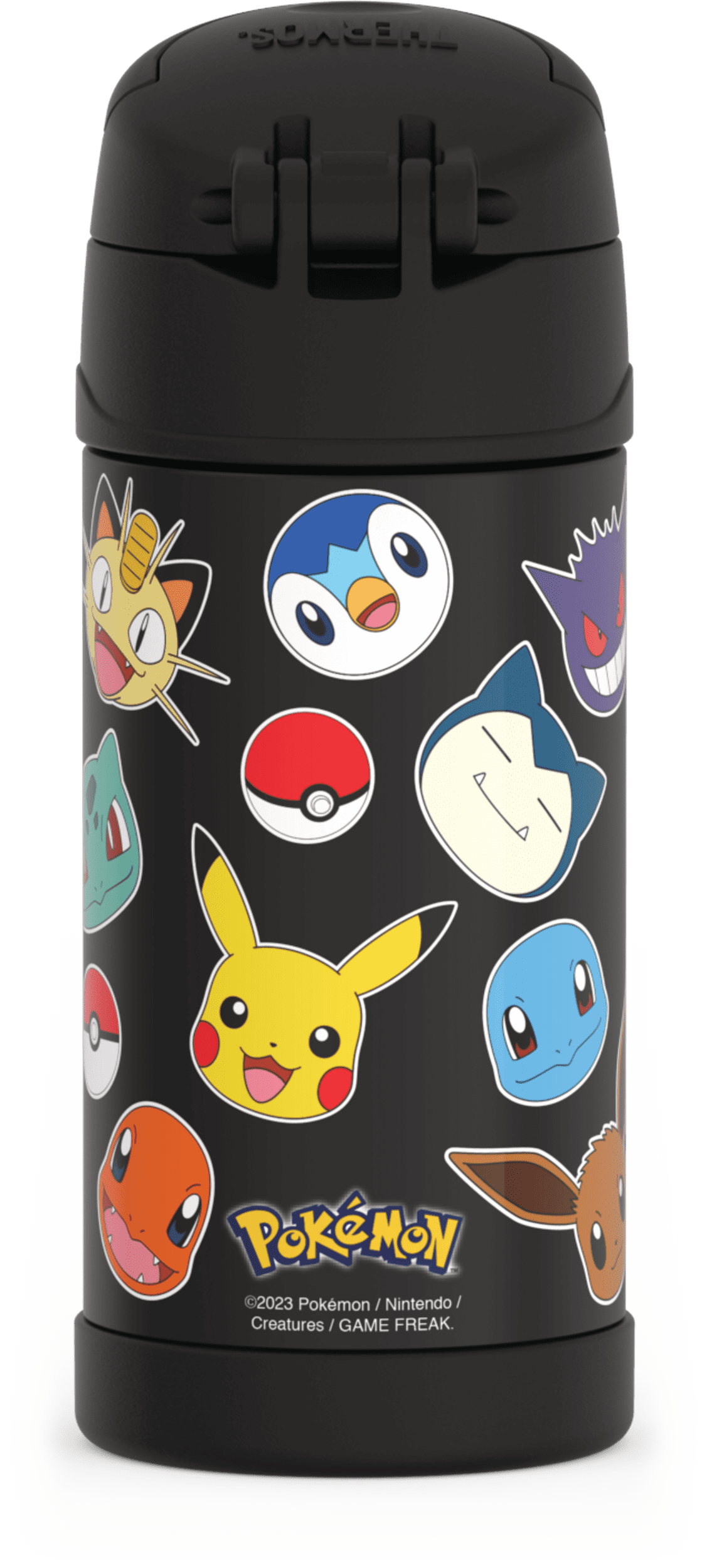 Thermos Stainless Steel Funtainer Water Bottle with Straw, Pokemon, 12 Fluid Ounces