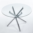 thumbnail image 3 of 5pieces Dining Set Modern Glass Dining Room Table with 4 PU Leather Chairs Save Space Dining Room Sets for 4 Ideal for Kitchen Dining Room, 3 of 10