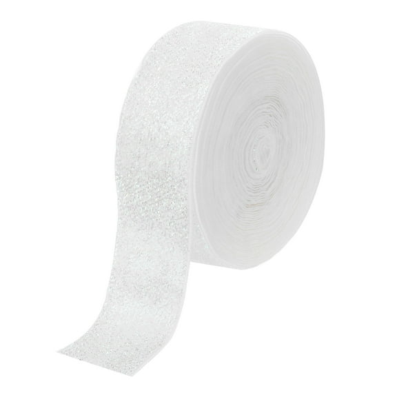 Uxcell Metallic Glitter Velvet Ribbon 1 9/16"x 10 Yard Single Face Sparkle Ribbon Gift Wrapping White