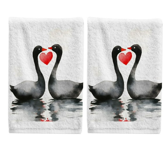 Swans Love Hand Towels Set for Bathroom Cotton Face Towel Decorative 15.5x29.5 inch