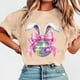 thumbnail image 3 of Tops de Manga Corta de Verano para las Mujeres Imprimir Blusa de Cuello Redondo, Moda Ligera de Poliéster Spandex, 3 of 5