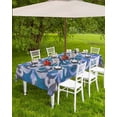 thumbnail image 4 of Boanket Outdoor Tablecloth with Umbrella Hole for Patio/Picnic/Party/Camping, Retro Blue Flower Waterproof Table Cloth Rectangle Table Cover Washable, Abstract Boho Ustic Tribal Ethnic (52"x 70"), 4 of 7
