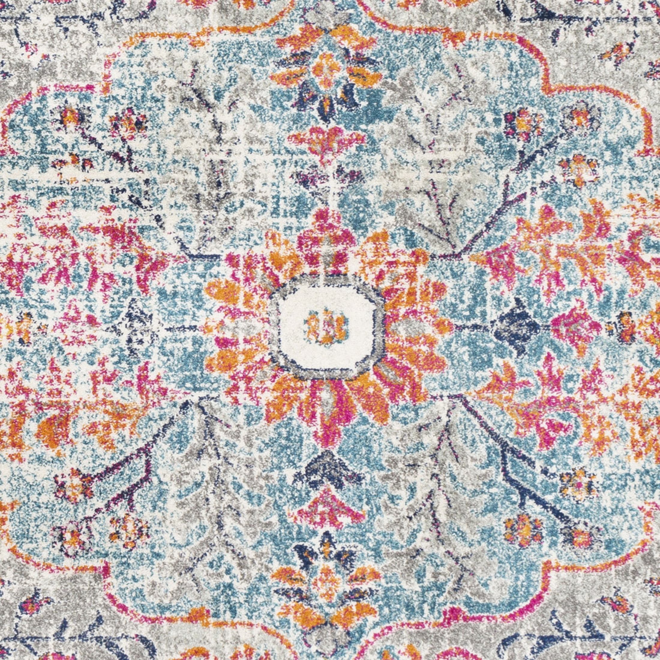 Livabliss Harput Vintage Medallion Area Rug,5'3" x 7'3",Aqua