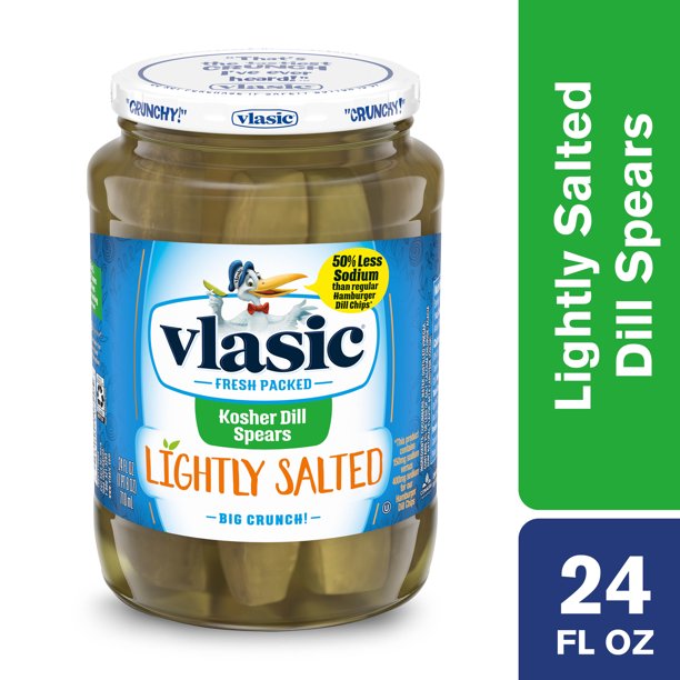 Vlasic Kosher Reduced Sodium Dill Pickles, Dill Pickle Spears, 24 Oz