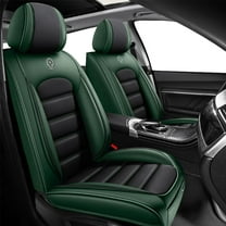 2-Seats Car Seat Covers for 95% Kia Models Leather Auto Vehicle Seat Cushions Waterproof Seat Cover Airbag Compatible(Black&Green-Standard)