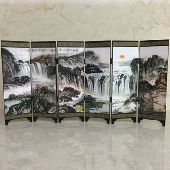 6-Panel Wooden Chinese Style Vintage Retro Small Mini Folding Panel Screen Room Divider