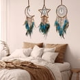 thumbnail image 2 of 3 piezas con diseño de luna, sol y estrella, pluma hecha a mano, cuentas colgantes de turquesa de la suerte, adorno colgante en la pared para dormitorio de niños, 2 of 5