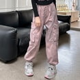 thumbnail image 2 of Ruyang Toddler Jogger Cargo Pants Elastic Waste Straight Multi Pockets Denim Pants Boys Girls Wide Leg Fall Trousers Bottom, 2 of 8
